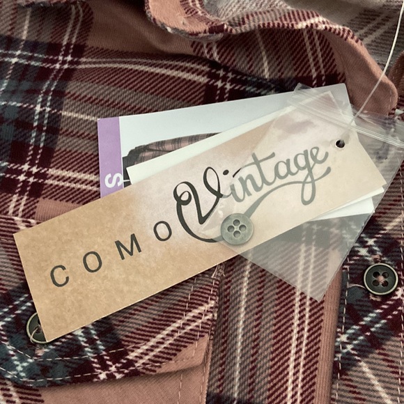 NWT Como Vintage Plaid Button Up Top Size Small - Picture 7 of 10